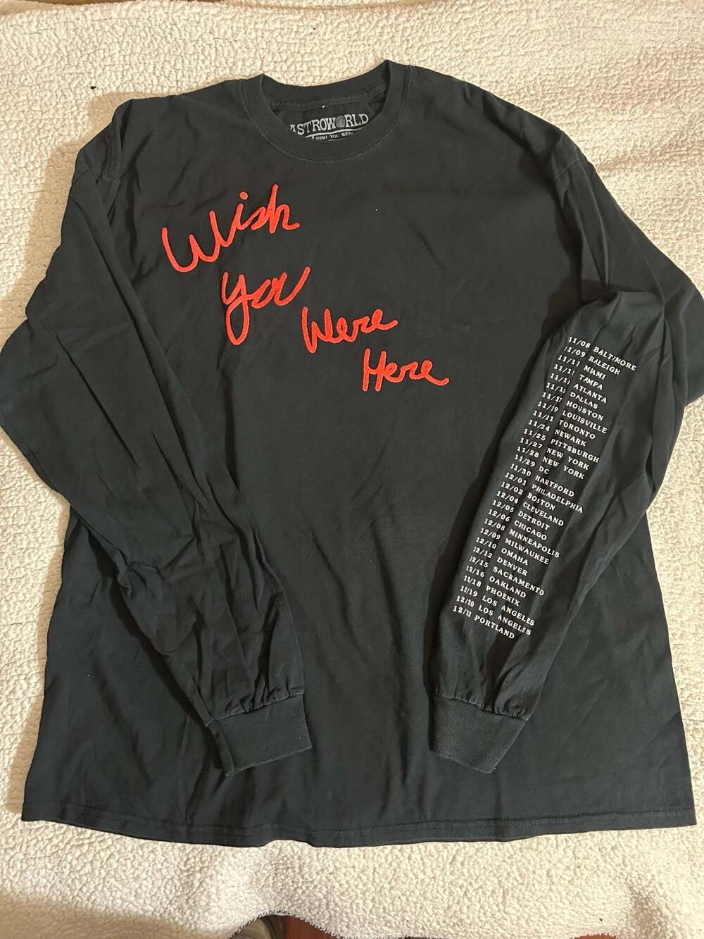 Travis Scott Astroworld Tour Wish You Were Here Long Sleeve Shirt XL